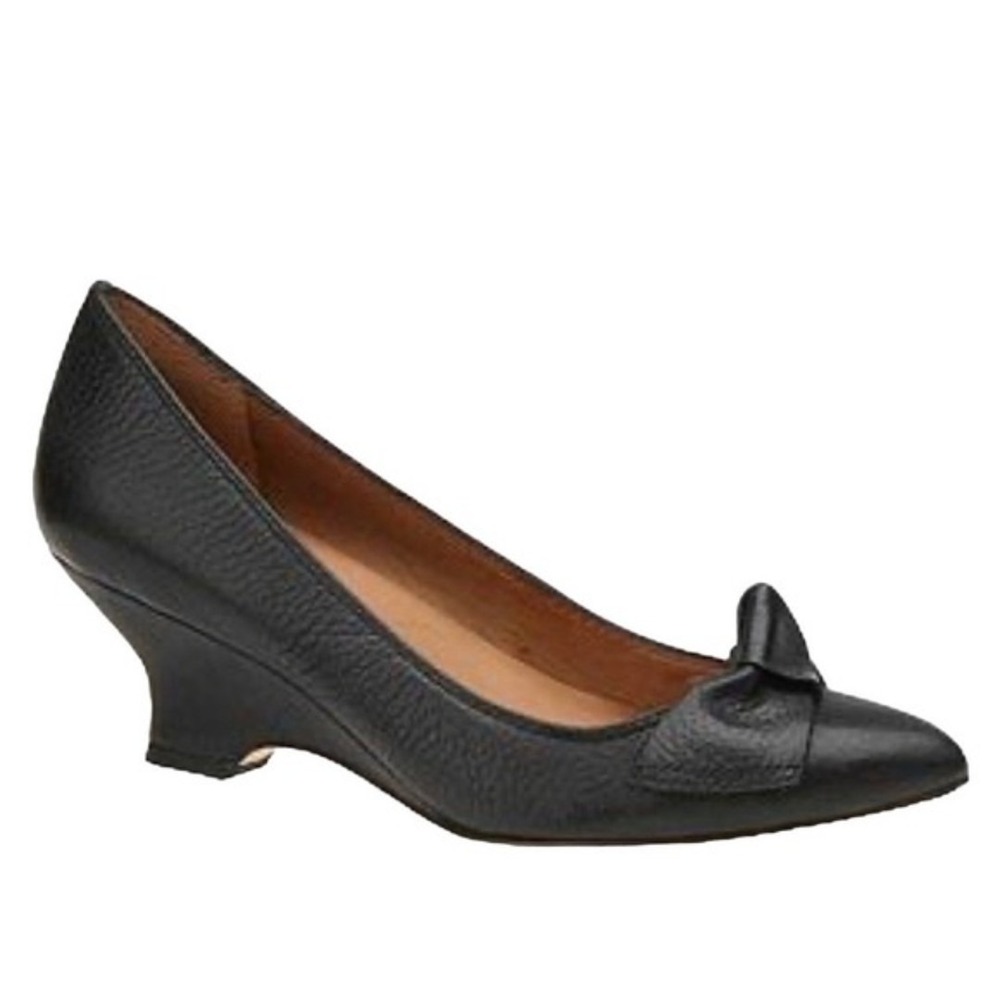 Corso como 10 Gail pumps little wedge heel pointed toe bow detail leather career